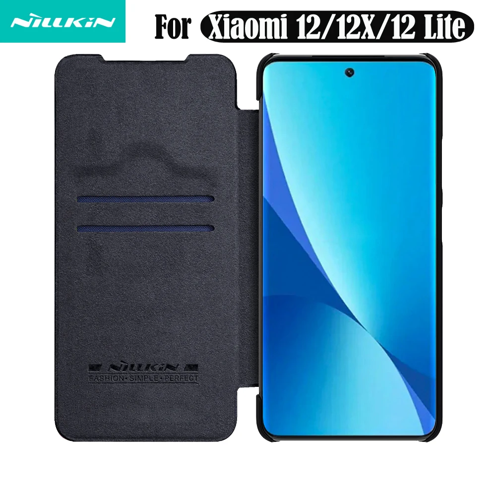 Per Xiaomi Mi 12 Lite Flip Case Nillkin Qin Vintage Leather Flip Cover Luxuly Card Pocket Book Case Per Xiaomi 12 12X Phone Bags