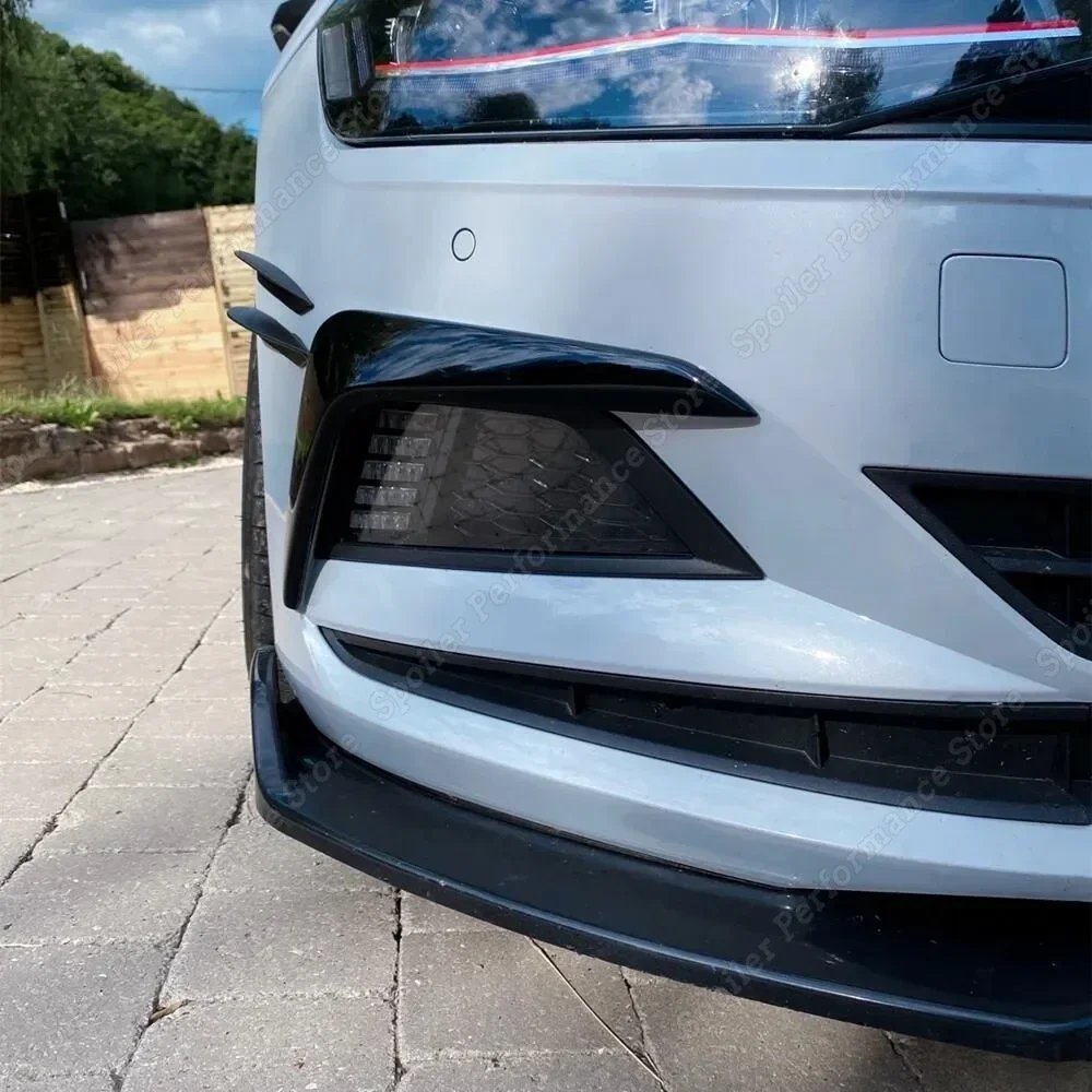 Abs Paraurti Anteriore Splitter Fendinebbia Sopracciglia Spoiler Decorativo Trim Per Vw Polo Mk6 Virtus 2017-2021 Tuning Diffusore Body Kit