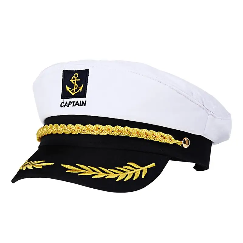 Adulto Yacht Cappelli Militari Barca Skipper La Nave Marinaio Capitano Costume Cappello Regolabile Cap Navy Marina Ammiraglio Per Le Donne Degli Uomin