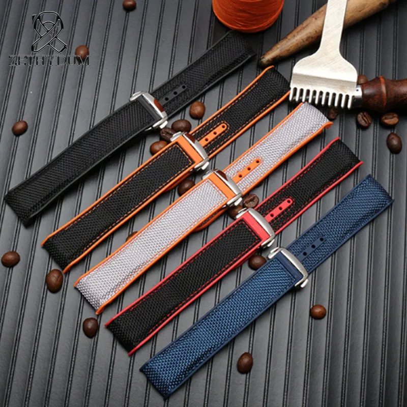 20Mm 22Mmclimbing Nylon Watch Canvas Watch Belt Fatto A Mano Per Omega Ocean Universe 9900 Cavalluccio Marino 8900 Cinturino Inferiore In Gomma