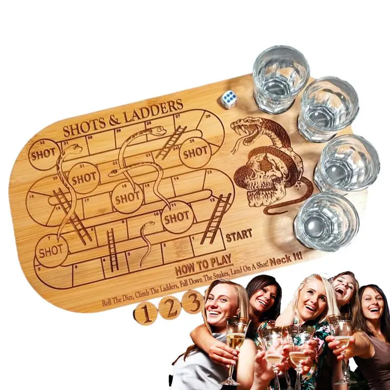 Shot Wine Cup Game Scacchi In Legno Wine Board Game Base Flying Chess Table Drinking Bar Game Set Per Bar Hotel Home Party Supplies