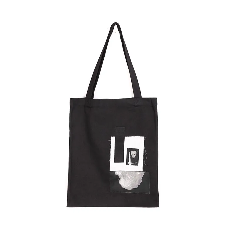 High Street Rick Men Canvas Handbags Borse A Tracolla Da Donna Ro Owens Portrait Patch Shopping Bag Nero