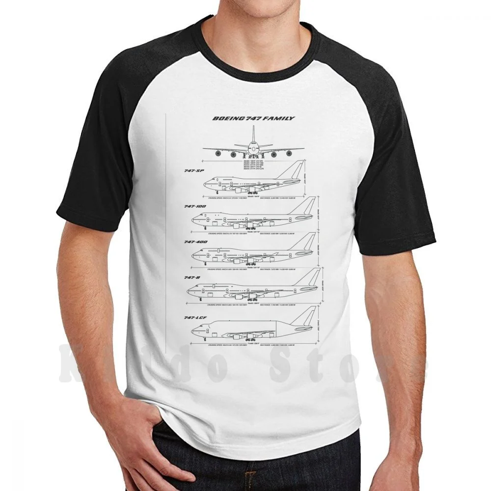 Boeing 747 Famiglia Blueprint (Bianco) T Shirt Uomo Cotone Cotone S-6Xl Boeing 747 Jumbojet Jumbo Jet 747 Sp 747 100 747 400 747