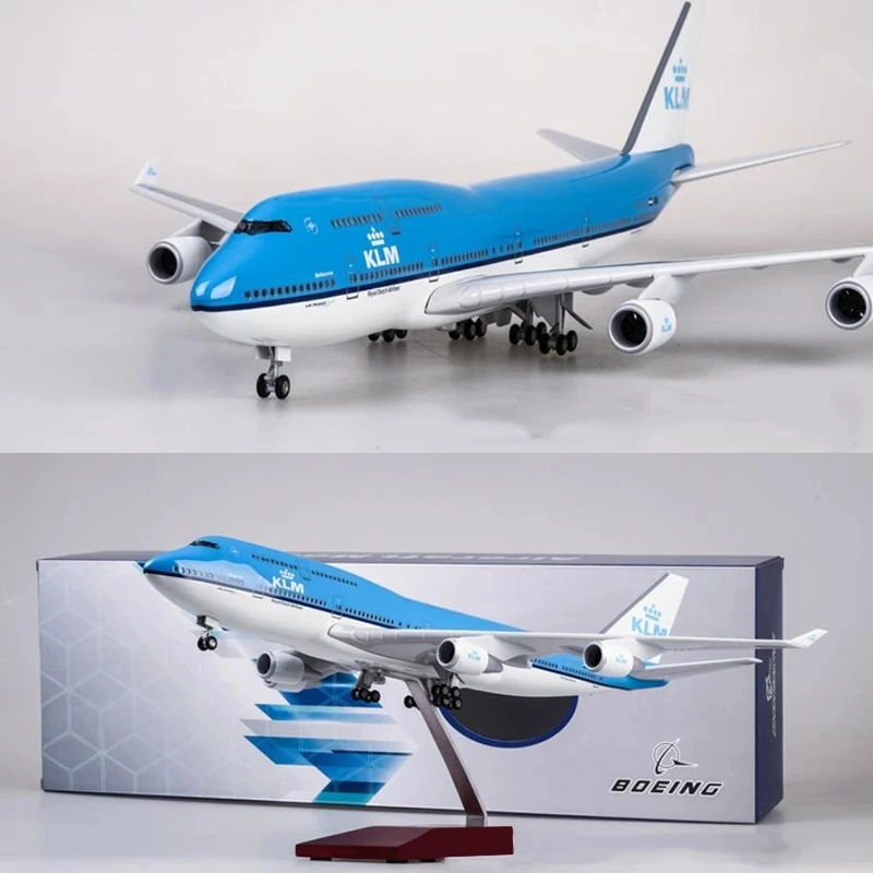 1/157 47Cm Aereo Boeing 747 B747 Klm Royal Dutch Airlines Modello Light Wheel Diecast Plane Collection Airliner Gift Toys Show