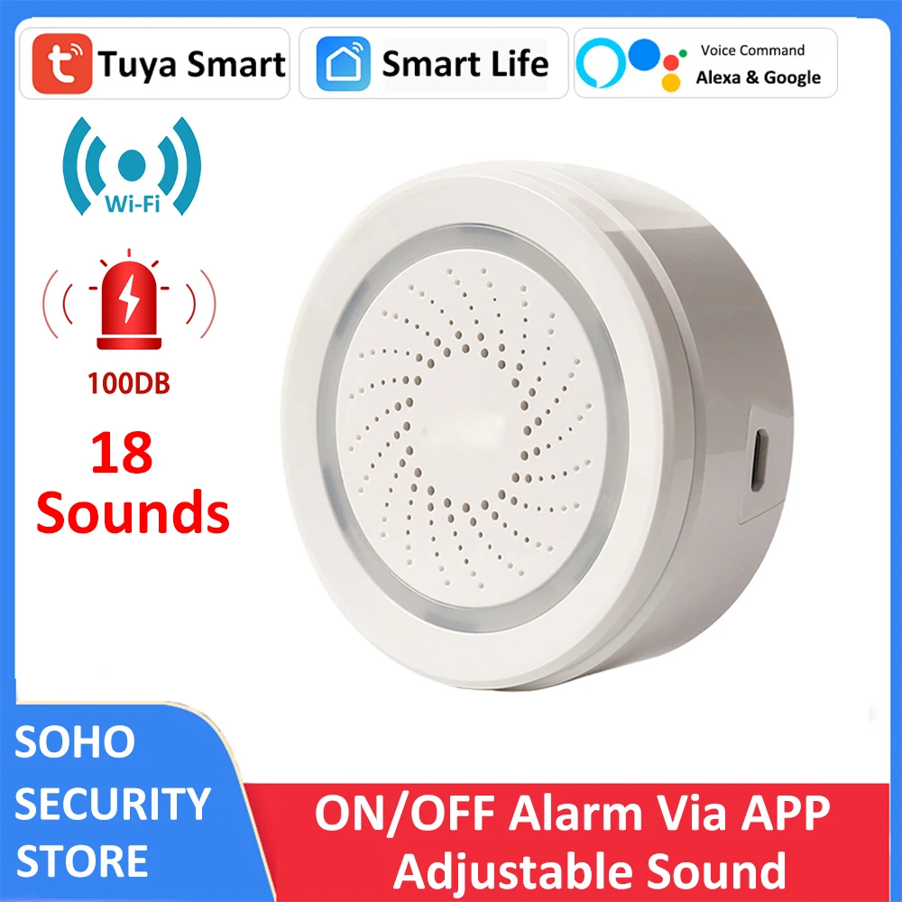 Tuya Smart Life Wifi Usb 100Db Sirena Rivelatore Di Allarme Wireless Sound Light Alert Pir Door Sensor Linkage Scenario Set Alexa Google