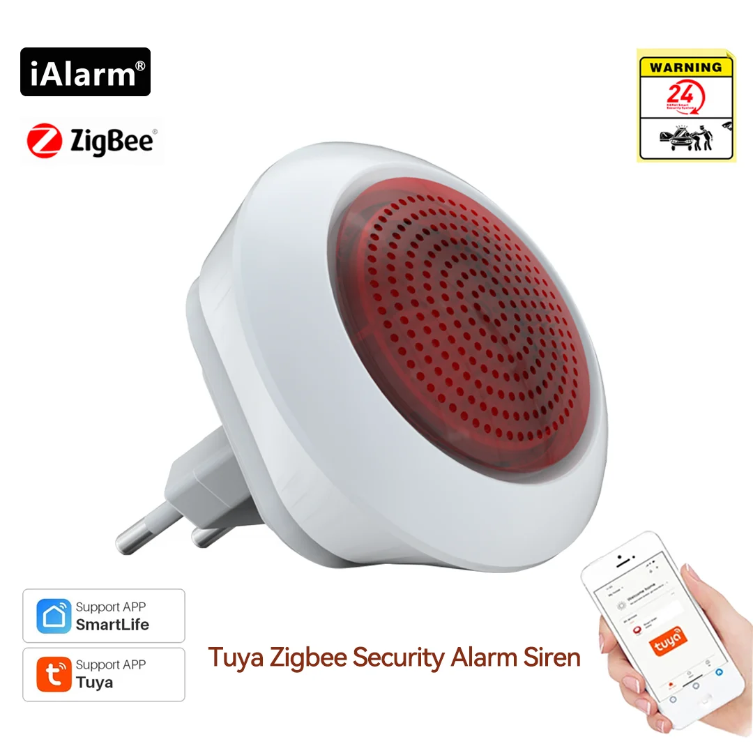 Ialarm Tuya Zibee3.0 Sirena Allarme Smart Home Security Alarm Sound Flash Plug Play Wireless Siren Horn Linkage Alarm System