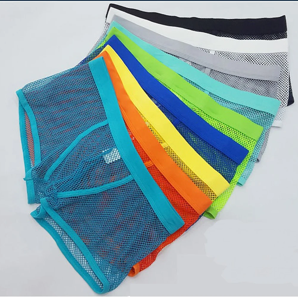 10 Pz/Lotto Degli Uomini Mesh Traspirante Boxer Quattro Angolo Di Biancheria Intima Trasparente Del Commercio All'Ingrosso Della Biancheria Intima Deg