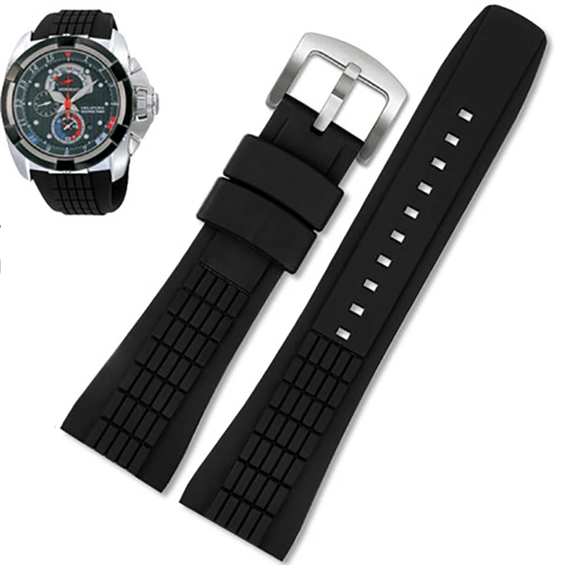 Cinturino In Gomma Per Seiko Velatura/Srh 006 013 Spc007 Silicone Nero Impermeabile 26Mm Con Cinturino Sportivo Con Fibbia In Acciaio Inossidabile