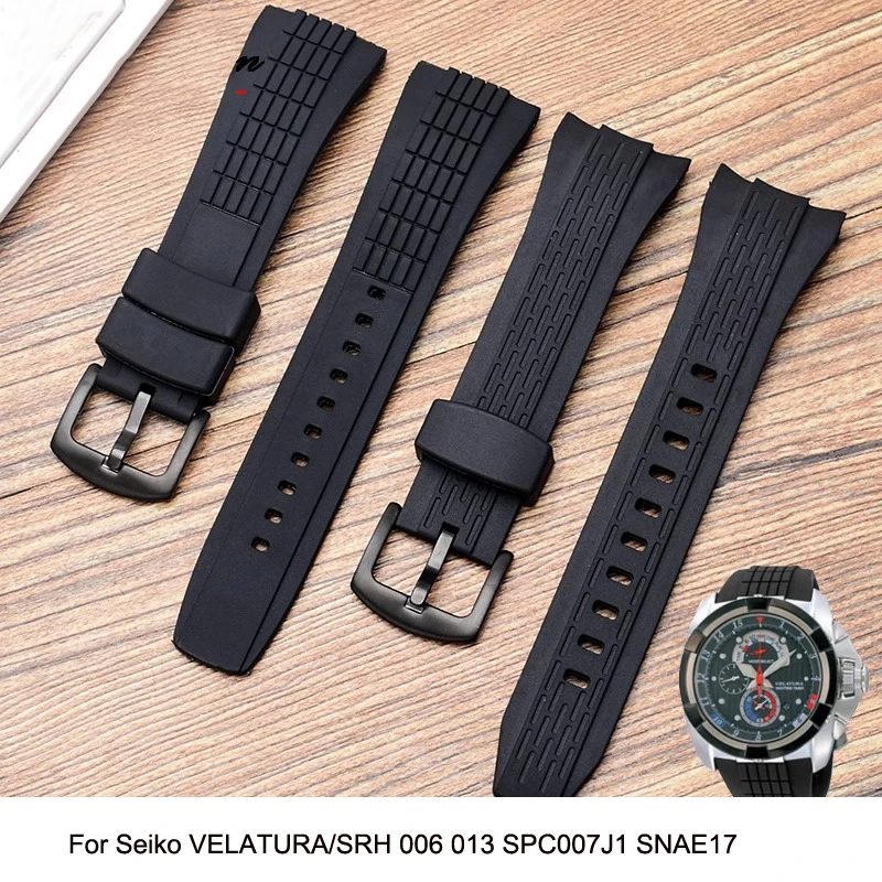 Accessori Per Orologi Per Seiko Velatura/Srh 006 013 Spc007J1 Snae17 Cinturino Sportivo In Silicone Nero Cinturino In Gomma Da Uomo 26Mm