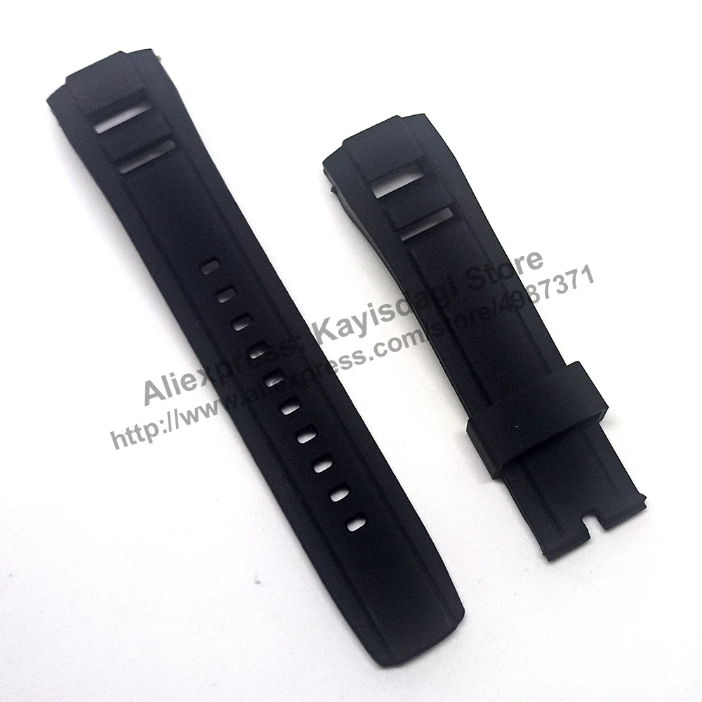 Cinturino Per Cinturino In Gomma Nera Da 22Mm Compatibile Per Seiko Velatura Muslimex-Snp101P2, Snp104P1