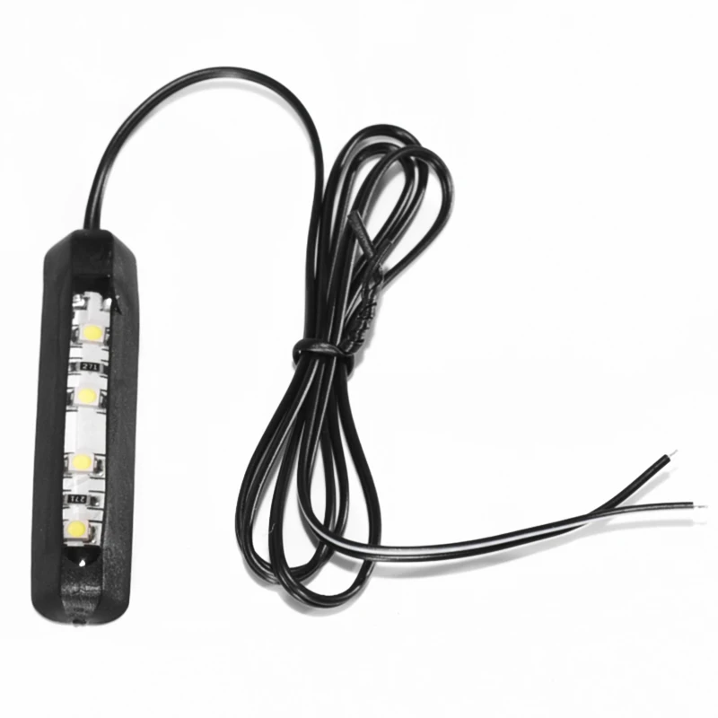 4Led 12V Universal Car Targa Light Assembly Moto Tiny Rear Number Plate Lamp Light Con Cavo Decorazione Automatica