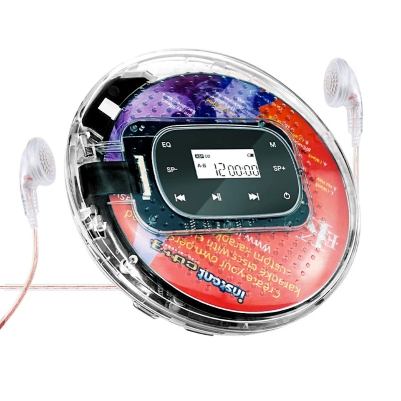 Lettore Cd Portatile Rotondo Con Cuffie Hifi-Lettore Musicale Altoparlante Integrato Touch-Screen Walkman Discman Player Supporto Tf Card