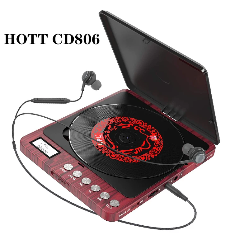 Hott Cd 806 Lettore Cd Portatile 1000Mah Supporto Ricaricabile Per Riduzione Vibrazioni Walkman Music Player Con Cavo Audio