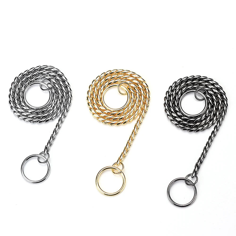 Snake Chain Dog Choke Collare In Acciaio Inossidabile Puppy Pet Show Metal Slip Choker Collar Chain Training Walking For French Bulldog