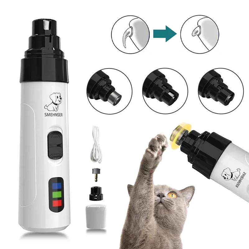 Electric Dog Nail Grinder Puppy Cat Nail Clippers Professional Pet Grooming Gadget Diamond Bit Sostituzione Head Dog Nail Trimmer
