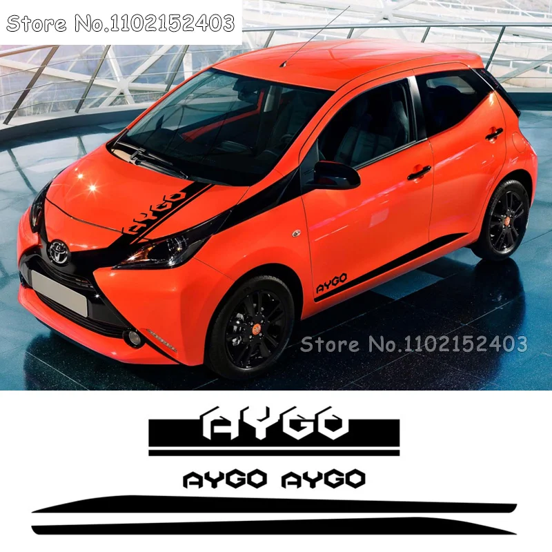 Car Styling Racing Sport Stripes Door Side Skirt Sticker Per Toyota Aygo Auto Hood Bonnet Accessori Per Motori Cover Decor Decalcomanie