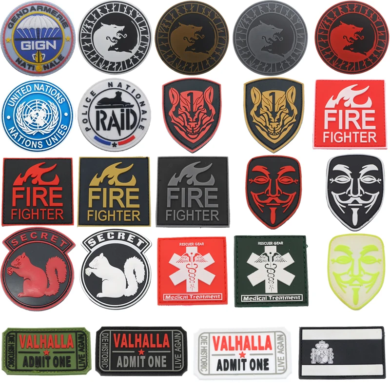 New Pvc Spagna Flag Patch Viking Wolf Pompiere Rescuer Green Vendetta Brand Mask Honor Medal Military Badge Tactics Patch