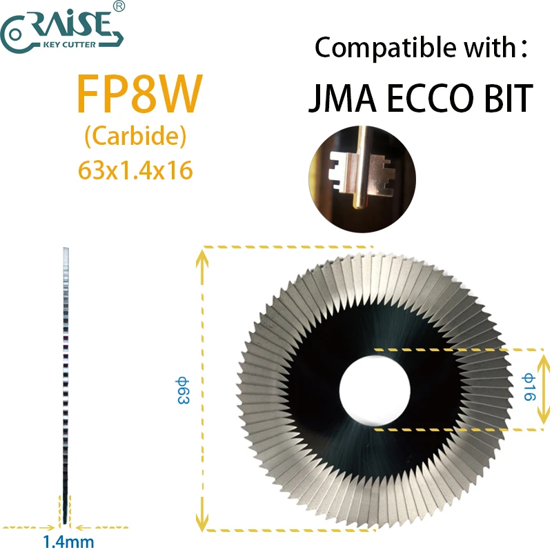 Jma Ecco Keyline 201 Cutter Fp8W Fp8 63X1.4X16 Key Machine Cutter Strumenti Per Fabbro Aftermarket