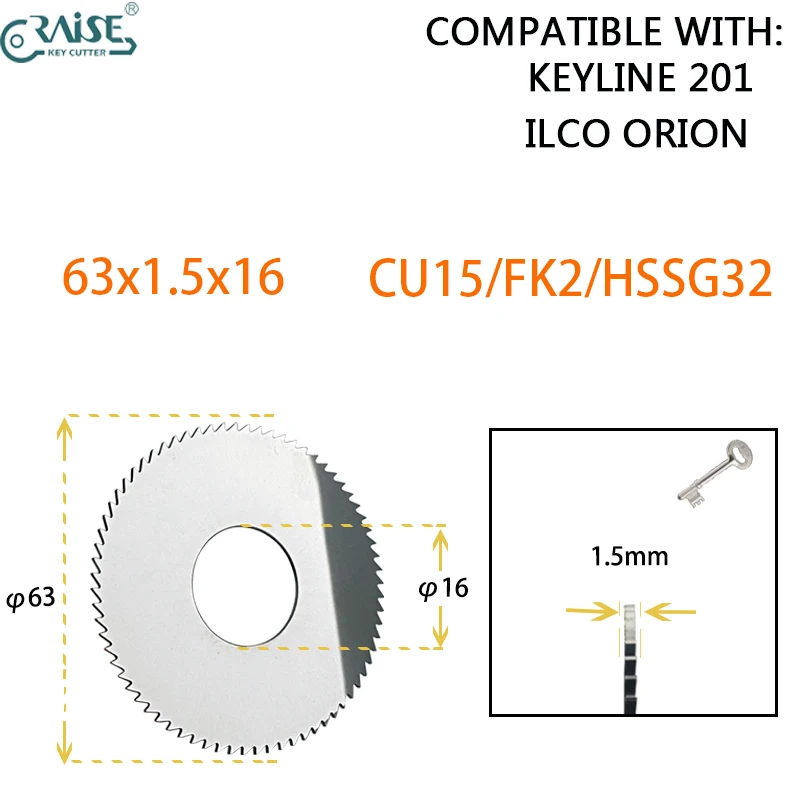 Keyline 201 Ilco Orion Hssg32 Kd15 Cu15 Fk2 63X1.5X16 Cutter Strumenti Per Fabbro Aftermarket