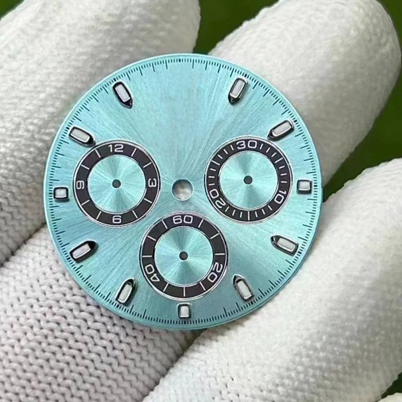 Quadrante Dell'Orologio Blu Ghiaccio Di Alta Qualità Per Daytona 116506-0001 Adatto Al Movimento 4130, Parti Di Sostituzione Aftermarket Dell'Orologio