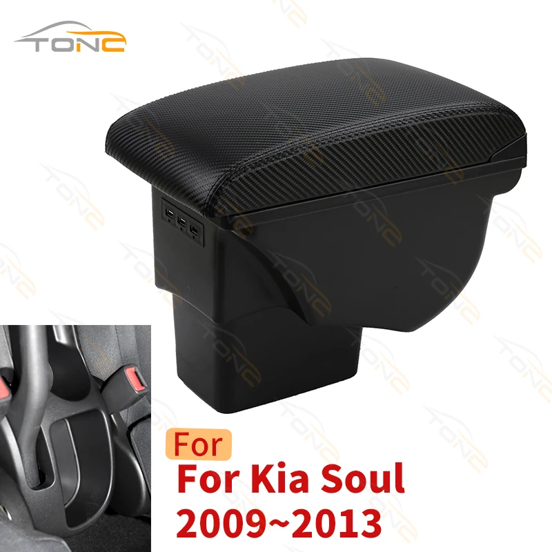 Per Kia Soul Bracciolo Parti Di Retrofit Per Kia Soul 2009 2010 2011 2012 2013 Car Center Console Storage Box Accessori Per Auto 3Usb