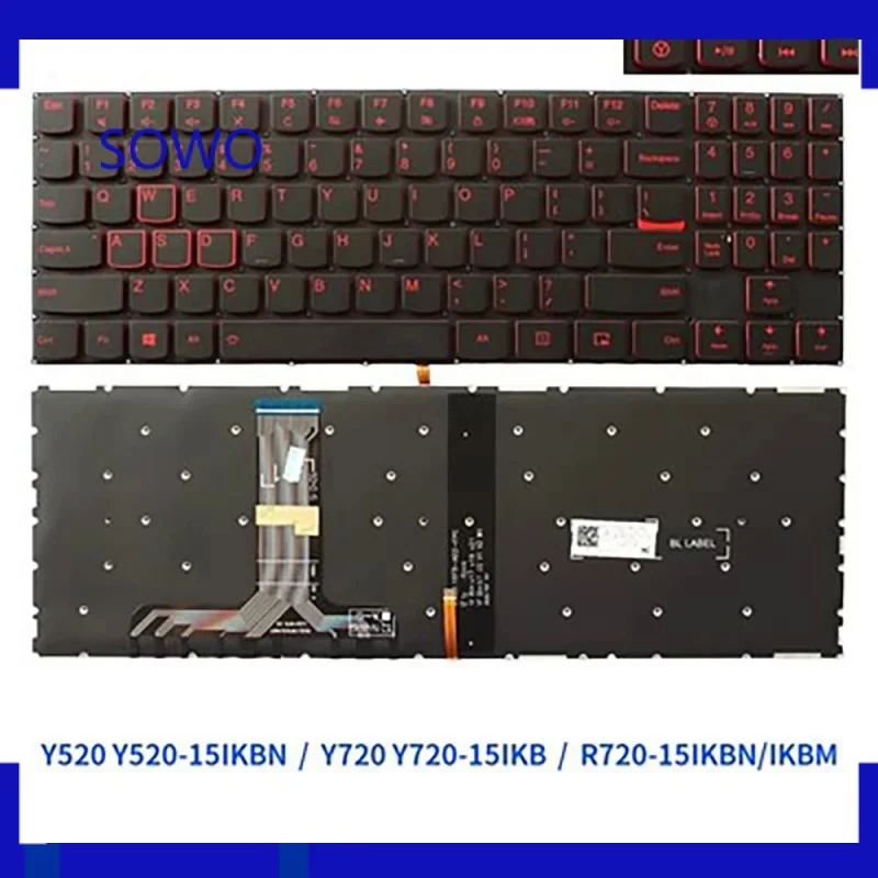 Nuova Tastiera Con Retroilluminazione Per Lenovo Y520 Y520-15Ikbn Y720 Y720-15Ikb R720-15Ikbn R720-15Ikbm