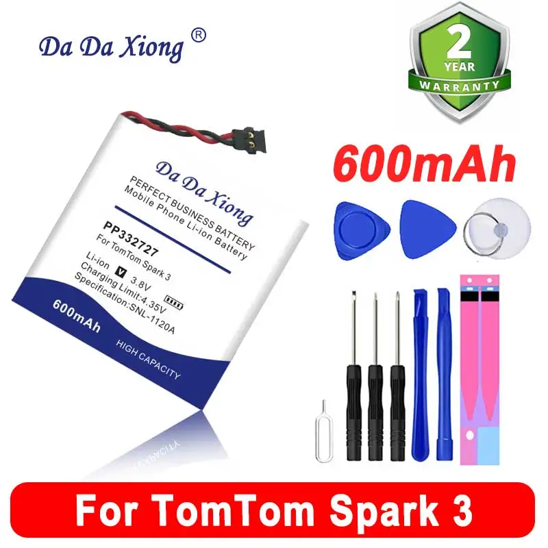 Batteria Originale Dadaxiong Per Tomtom Spark 3 Heart Music Tomtomtomspark3 Cardigps Watch 2 Wire Plug 600Mah