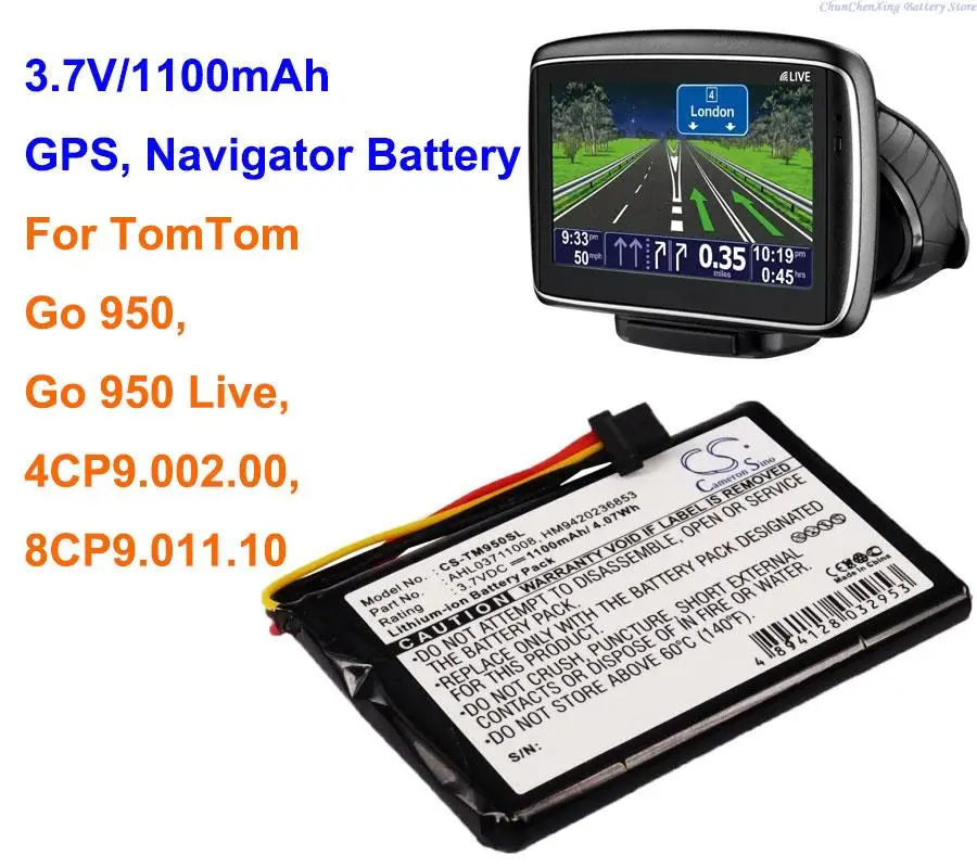 Cameron Sino 1100Mah Gps, Batteria Navigator Muslim, Muslimper Tomtom Go 950, 950 Live, 4 Cp9.002.00, Muslimb,