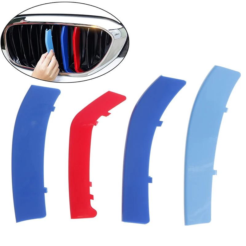 3Pcs 3D Car Front Grille Trim Strips Cover Motorsport Stickers Per F30 F10 3 5 Series M Power Performance Accessori