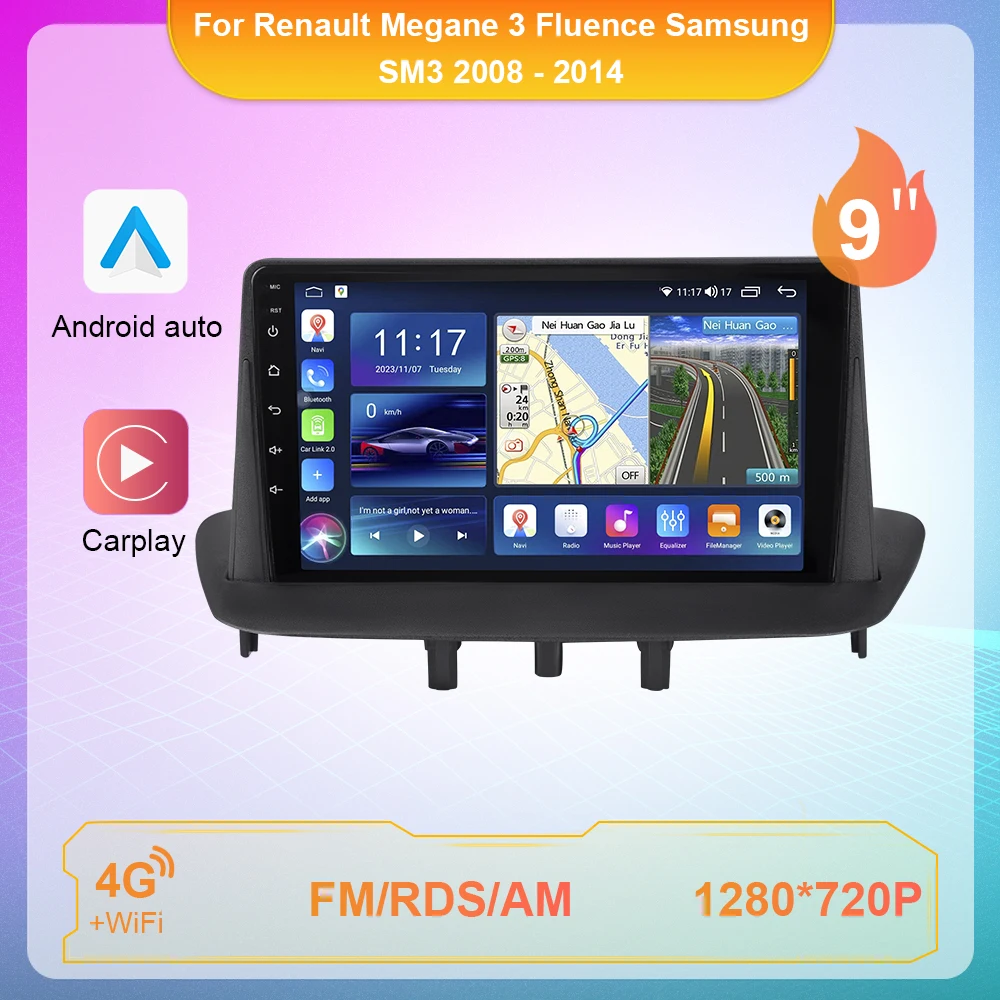 Lettore Autoradio Per Renault Megane 3 2008- 2014 Android 10 Navi Ricevitore Stereo 2Din Car Multimedia Autoradio Player Navigation