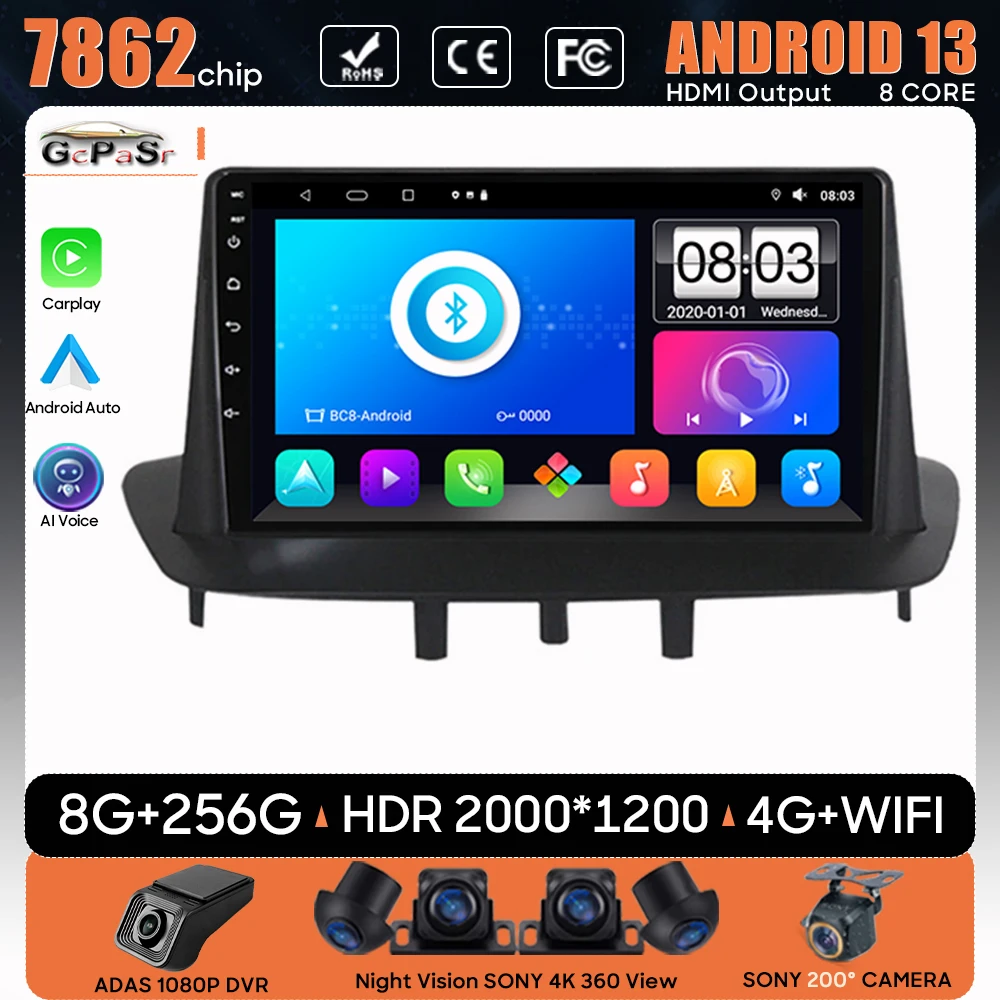 Autoradio Lettore Multimediale Per Renault Megane 3 2008 - 2014 Android Auto Navigation Gps Autoradio Head Unit Hu Carplay Monitor