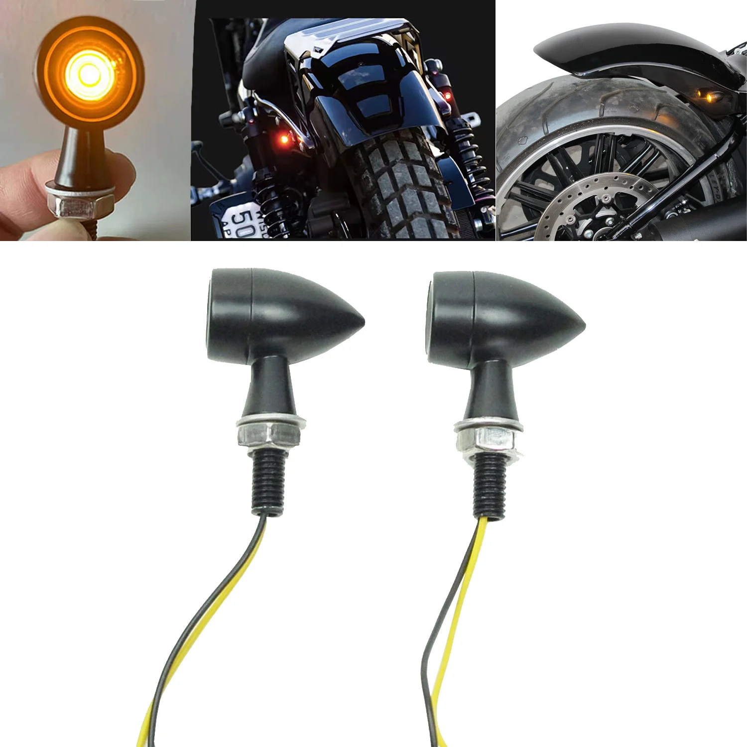 Nero 2 Fili Super Mini Led Bullet Fender Indicatori Di Direzione Indicatori Di Direzione Per Harley Davguess Breakout Street Bob Fxd Fls