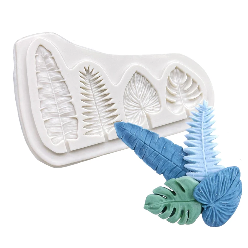 Palm Ginkgo Maple Monstera Deliciosa Leaves Silicone Sugarcraft Mold Strumenti In Resina Cupcake Fondente Cake Decorating Tools