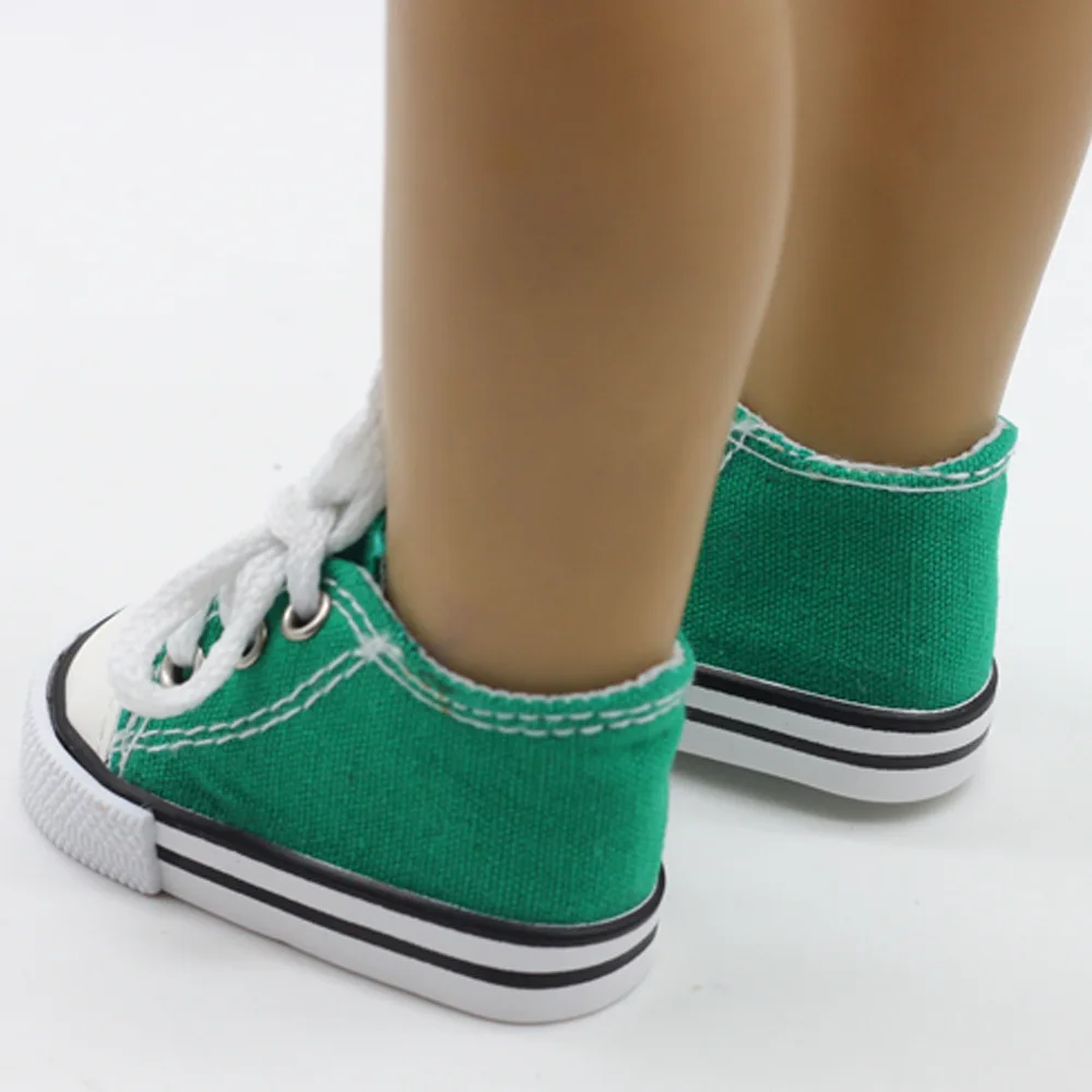 9 Colori Di Moda Scarpe Di Tela Per 18 Pollici Bambola Giocattolo 7 Centimetri * 3.6 Centimetri Mini Bambola Scarpe Allacciatura Per Stivali Bambola B