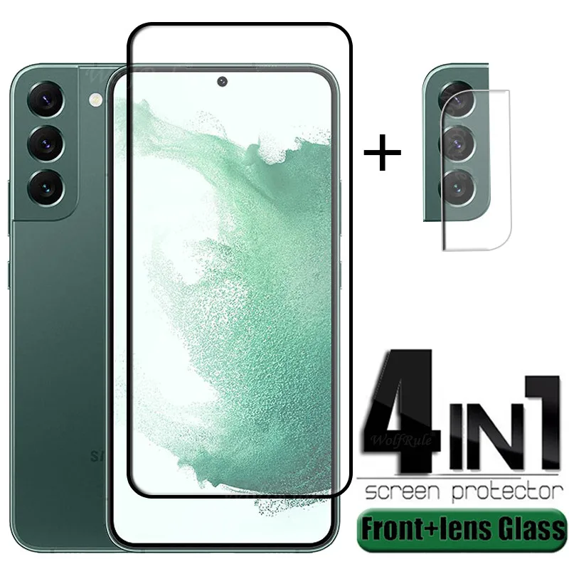 4-In-1 Per Samsung Galaxy S22 Plus Glass Per Samsung S22 Plus Full Glue 9H Screen Protector Per Samsung S21 S22 Plus Lens Glass