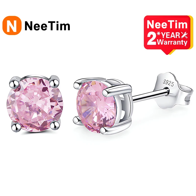 Orecchini Neetim Moissanite Per Donna S925 Sterling Sliver Verde Rosa Rosso Nero Blu Sparkling Diamond Ear Studs Gioielleria Raffinata