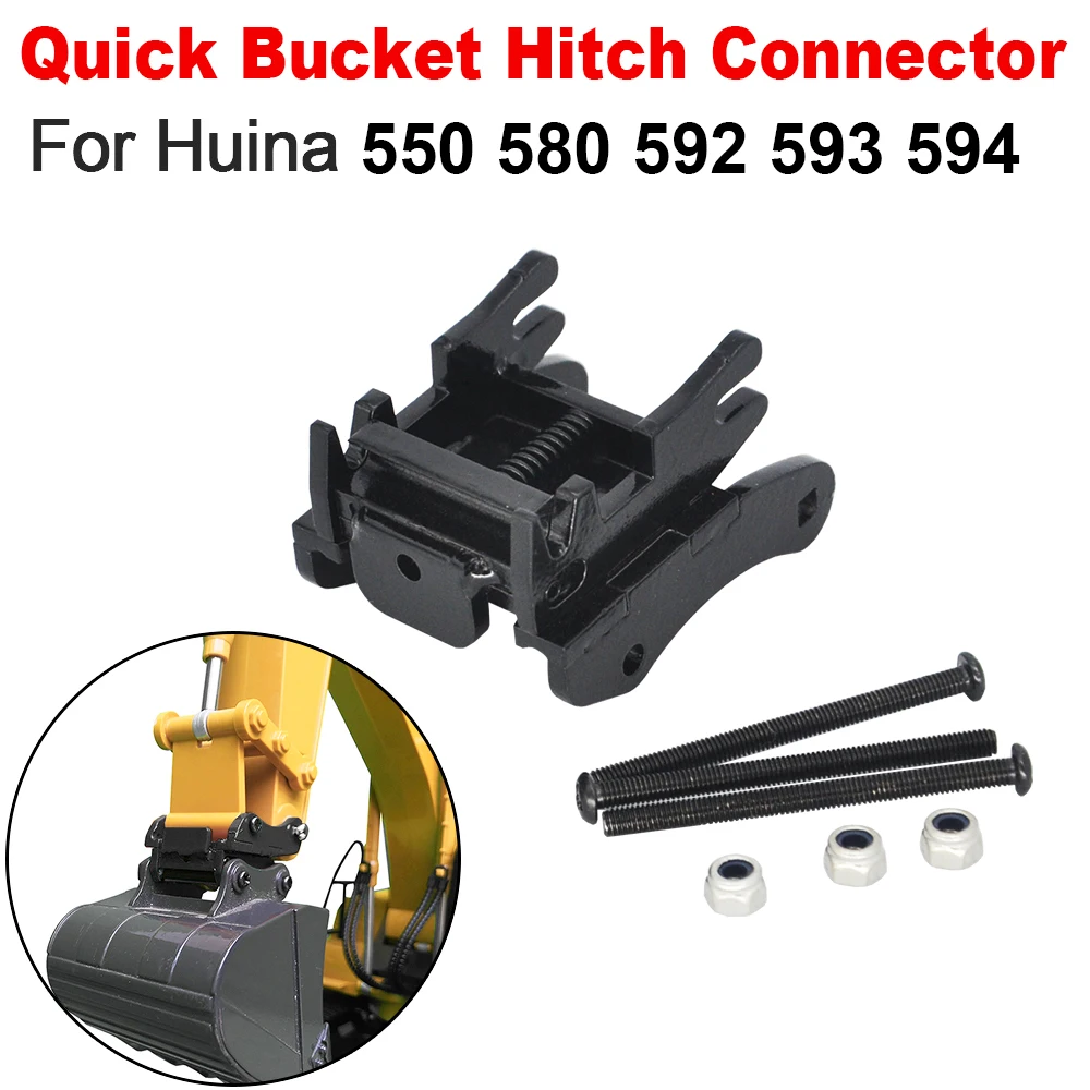 Per Huina Quick Hitch Benna Connettore Nero In Metallo Aggiornamento Huina 1593 1594 1550 1580 1592 Rc Modelli Di Escavatori Parti