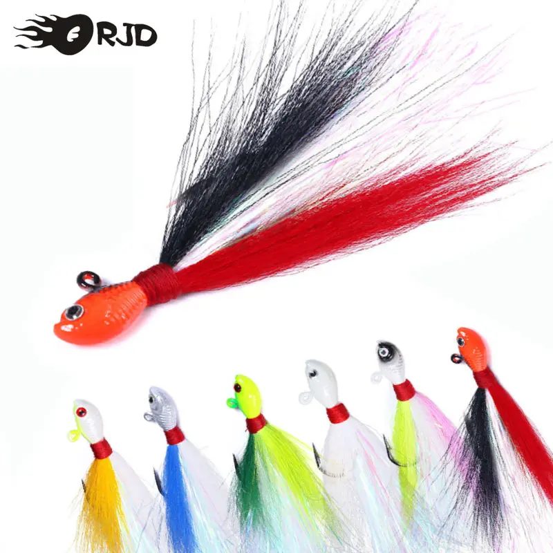 Orjd Sea Fishing Wobbler Bait Inchiku Jig Head Multicolor Deer Hair Dry Trout Bass Jig Chatterbait Fishing Head Hook Wire Bait