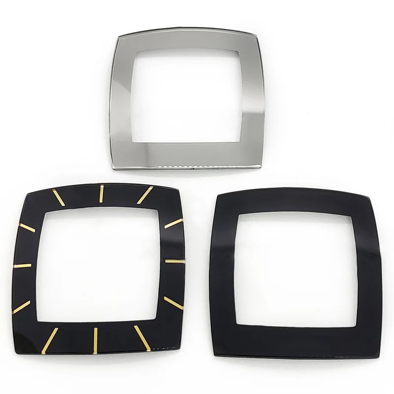 Cristallo Minerale Quadrato 33.9X31.9Mm Per Vetro Orologio Da Uomo Serie Rado Sintra Da 34.8Mm Con Rivestimento Argento Nero/Oro