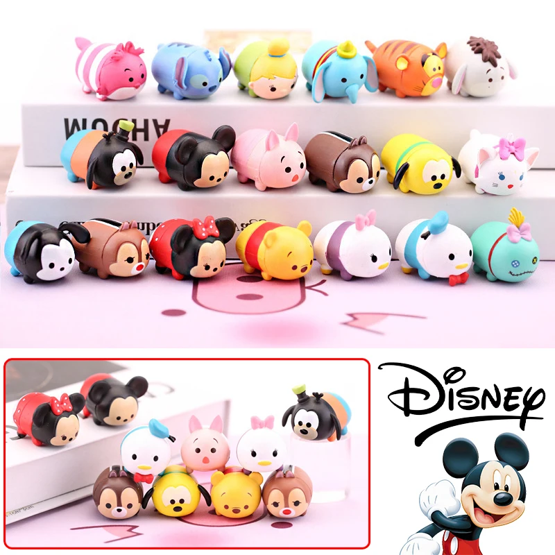 10Pcs Disney Mickey Mouse Stitch Figuren Doll Anime Mini Cake Decoration Cute Kawaii Toys Desktop Cartoon Car Interior Ornaments
