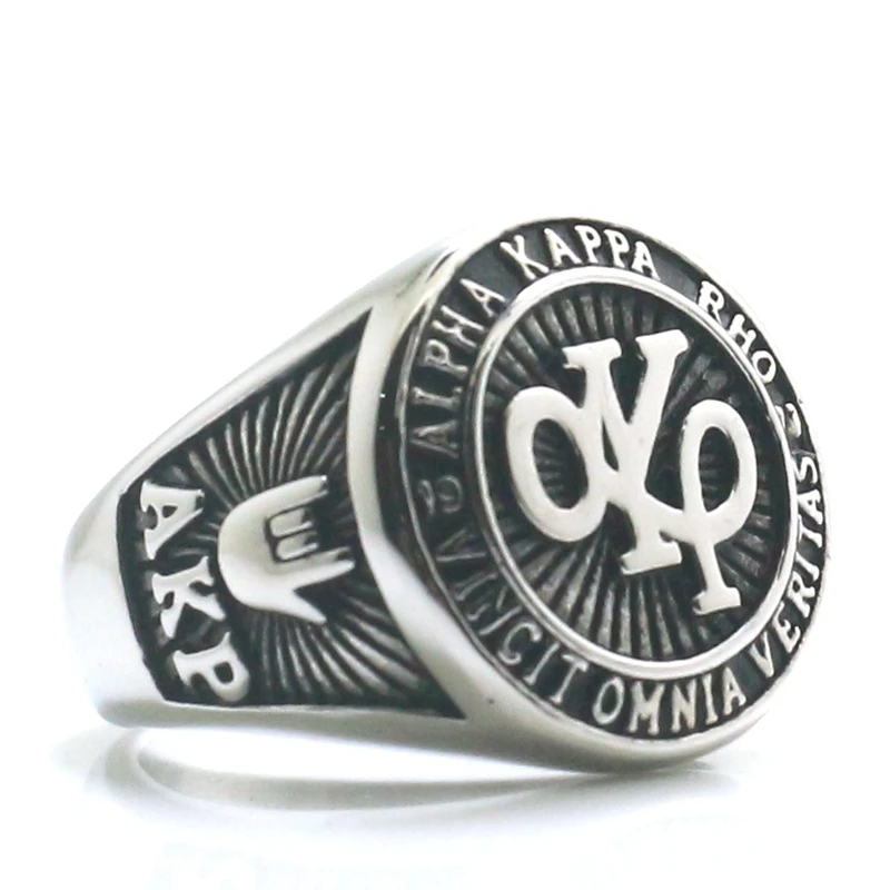 Anello Alpha Kappa Rho Unisex In Acciaio Inossidabile 316L Vinit Omnia Verita
