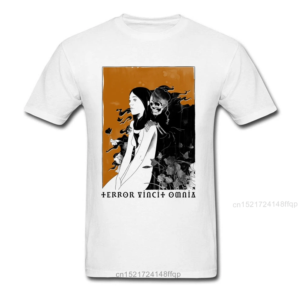 Terrore Vincit Omnia Magliette Magliette Da Uomo Camicie Donna T-Shirt Teschio T-Shirt Morte Tees Estate Vestiti Bianchi Tessuto 100% Cotone