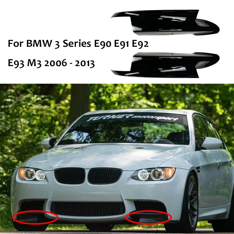 Nero Lucido 2006 - 2013 Per Bmw Serie 3 E90 E91 E92 E93 M3 Car Front Side Spoiler Lip Cover Splitter Trim Protector