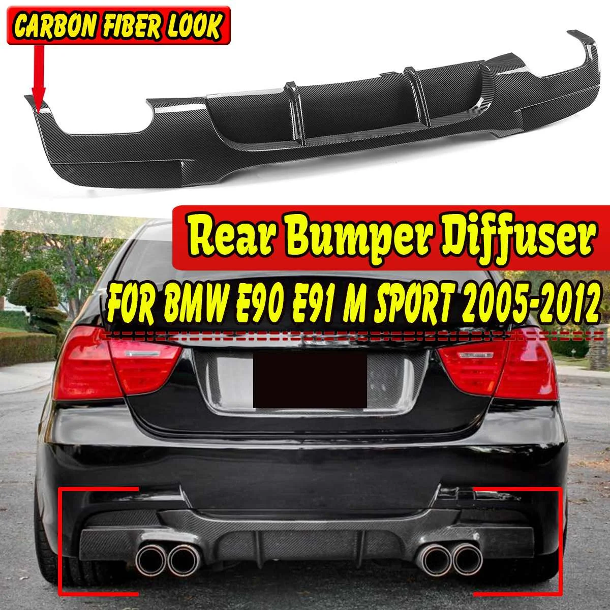 Auto Paraurti Anteriore Lip Spoiler Splitter Surround Moulding Trim Body Kit Per Bmw E90 E91 M Sport 2005-2012 Diffusore Paraurti Anteriore