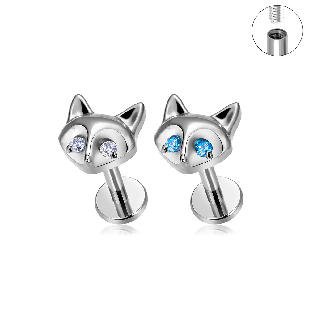 Pure Titanium G23 Ear Vortex Nail Tearful Little Fox Personality High Gloss Ear Screen Gioielli Perforati Ear Nail Earbone Nail