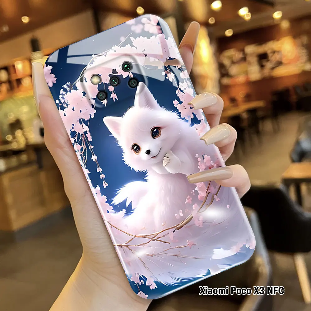 Per Xiaomi Poco X3 Nfc M3 Pro F3 F2 Pro Film Case Cute Fox Antiurto Full Cover Protezione Della Fotocamera Custodie Lucide