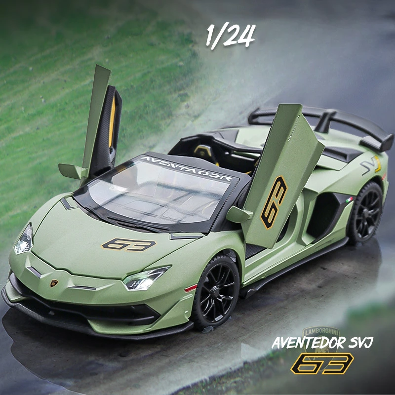 Simulazione 1:24 Lamborghini Svj63 Modello Di Auto Sportiva Sound Light Pullback Collective Voiture Miniature Home Decor Veicoli Pressofusi