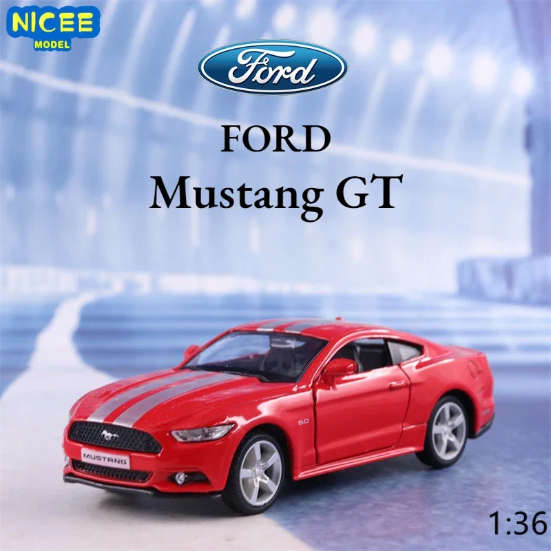 1:36 Ford Mustang Gt Stripe Style Collection Modello Scala Pressofuso Lega Metallo Luxury Sports Car Pull Back Toys F206