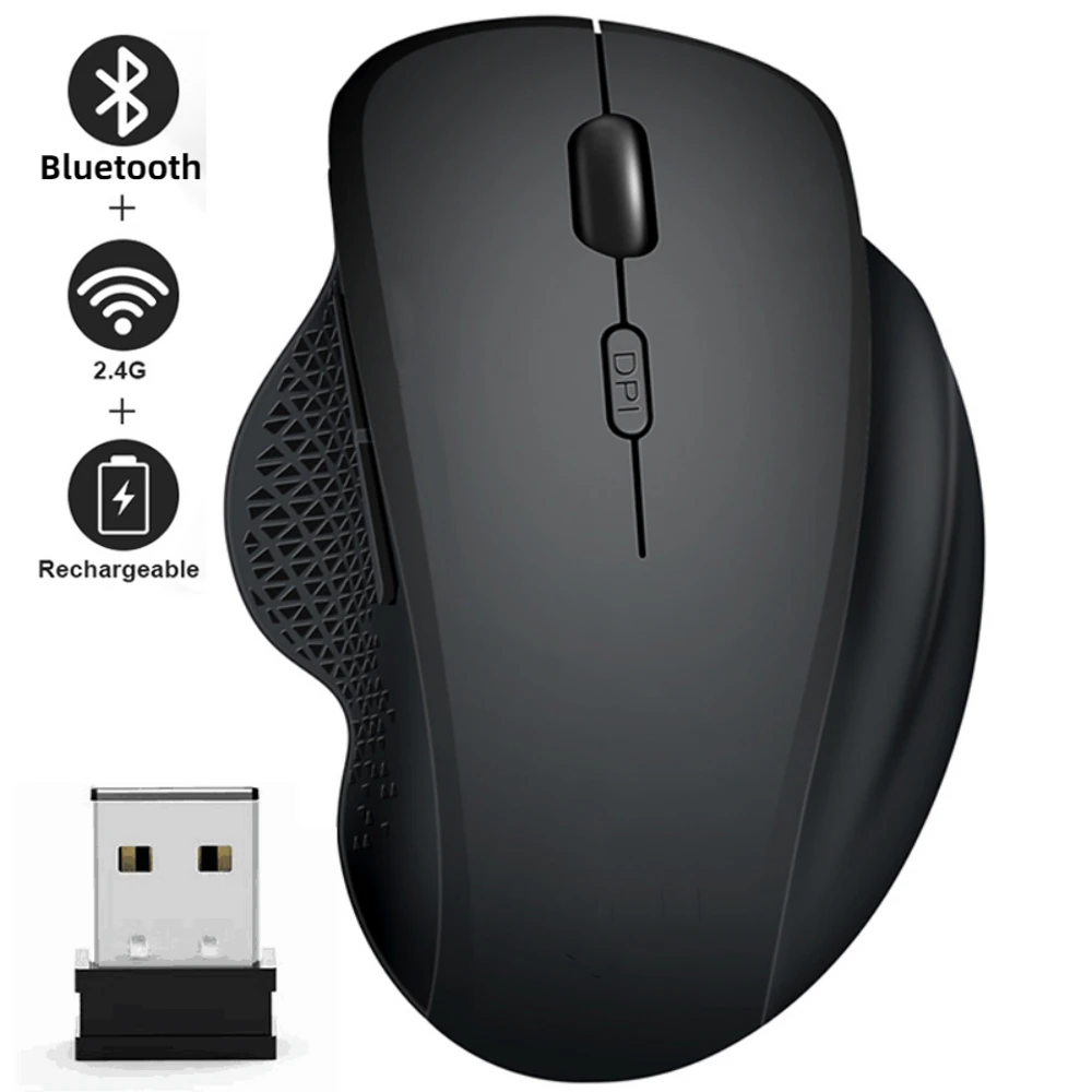 Mouse Bluetooth Wireless Mouse Per Computer Wireless Gamer 6 Pulsanti Mouse Ergonomico Mouse Ricaricabile Mause Gaming Dual Mode Per Pc
