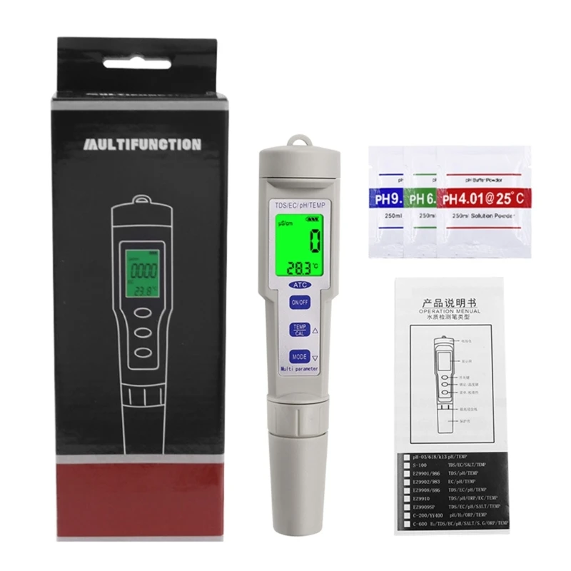 Phmetro Professionale 4 In 1 Display Lcd Retroilluminato Tester Digitale Ad Precisione Per Acqua E Alimenti Phmetro